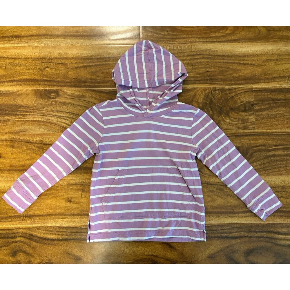 Primary T-Shirt Hoodie, Lavender and White Stripes, Size 3T